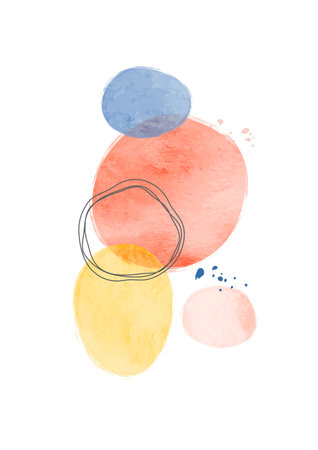 Minimalist watercolor mid century poster.のイラスト素材