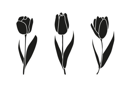 Hand drawn spring tulips.のイラスト素材