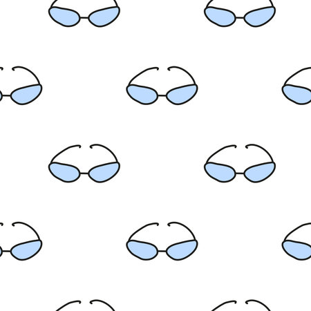 Simple seamless pattern with doodle colored eyeglasses.のイラスト素材