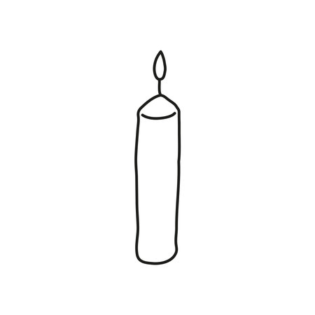 Doodle outline burning candle icon isolated on white background.のイラスト素材