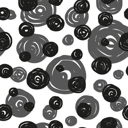 Simple seamless pattern with random black and gray round spots.のイラスト素材