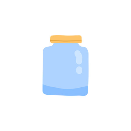 Doodle glass bottle with cap isolated on white background.のイラスト素材