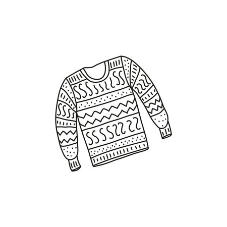 Doodle outline sweater in Scandinavian style isolated on white background.のイラスト素材