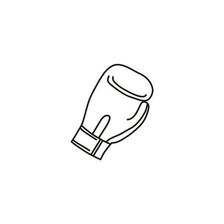 Doodle outline boxing glove isolated on white background.のイラスト素材