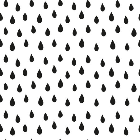 Black and white seamless pattern with hand drawn rain drops.のイラスト素材
