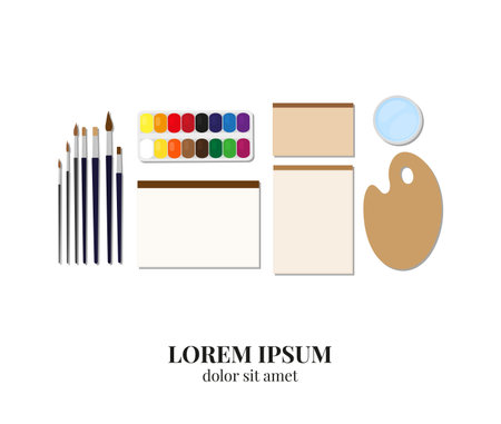 Painting artist tools isolated on white background.のイラスト素材