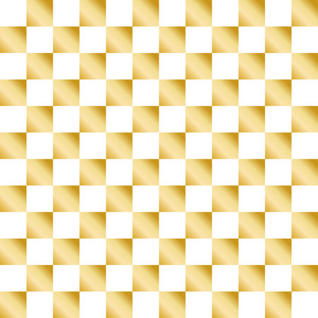 Gold and white chess seamless pattern with metallic effect. Checkerboard.のイラスト素材