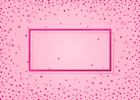 Pink horizontal background with glitter dots, streamers and frame. Used clipping mask.のイラスト素材