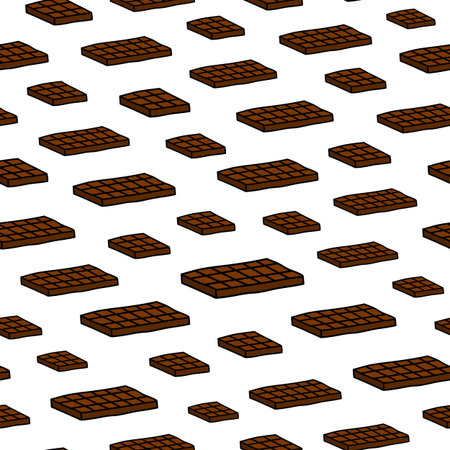 Seamless pattern with hand drawn colored dark chocolate bars.のイラスト素材