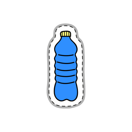 Colorful doodle sticker or patch with bottled water isolated on white background.のイラスト素材