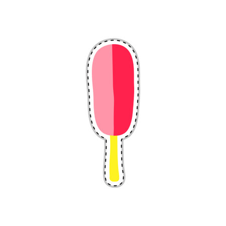 Colorful doodle sticker or patch with ice cream isolated on white background.のイラスト素材