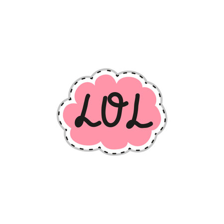Colorful doodle sticker or patch with text lol isolated on white background.のイラスト素材