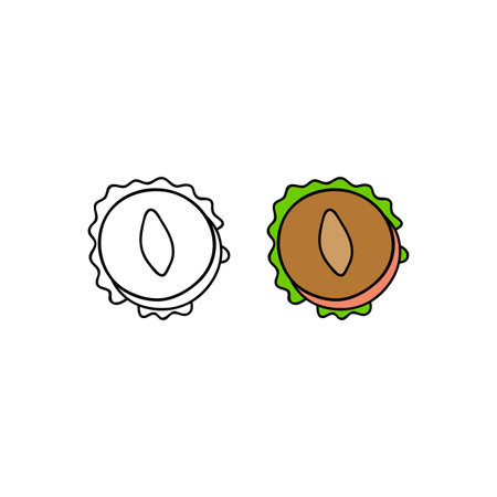 Hand drawn colored and outline burger isolated on white background.のイラスト素材