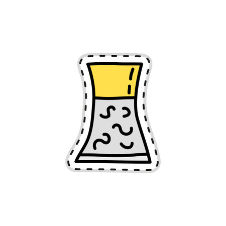 Cute doodle sticker with nail polish isolated on white background.のイラスト素材