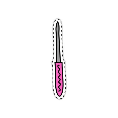 Cute doodle sticker with nailfile isolated on white background.のイラスト素材