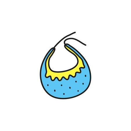 Doodle colored baby bib isolated on white background.のイラスト素材