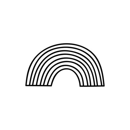Doodle outline rainbow icon isolated on white background.のイラスト素材