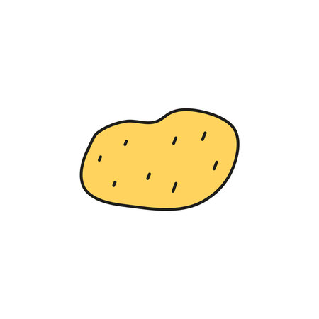 Doodle colored potato isolated on white background. hand drawn vegetables.のイラスト素材