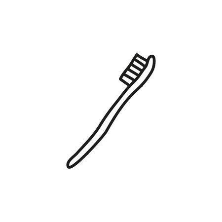Doodle outline toothbrush isolated on white background.のイラスト素材