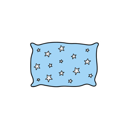 Doodle light blue pillow with stars isolated on white backgroundのイラスト素材