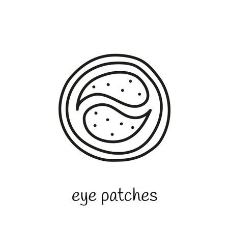 Doodle outline cosmetic eye patches isolated on white background.のイラスト素材