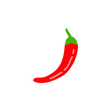 Doodle red chili pepper isolated on white background.のイラスト素材