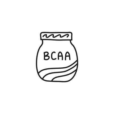Doodle outline bcaa supplement in jar isolated on white background.のイラスト素材
