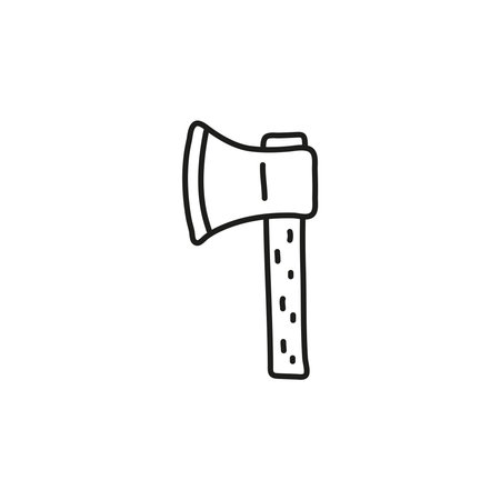 Doodle outline ax icon isolated on white background.のイラスト素材