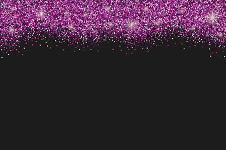 Black horizontal background with violet glitter sparkles or confetti and space for text.のイラスト素材