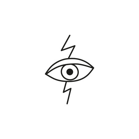 Doodle outline boho third eye and lightning isolated on white background.のイラスト素材