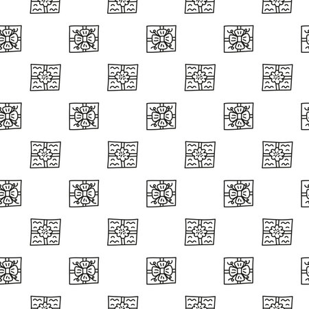Black and white seamless pattern with doodle outline present boxes.のイラスト素材