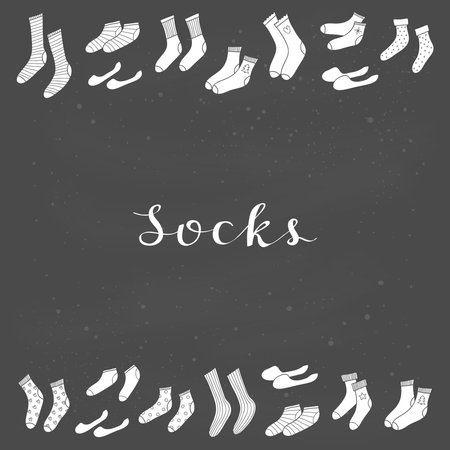 Poster with doodle socks and space for text.のイラスト素材