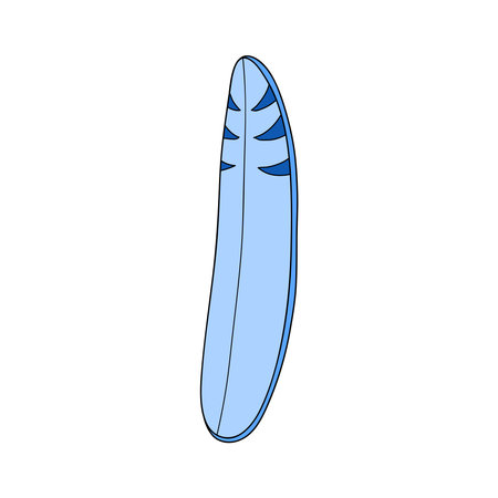 Doodle blue surf board isolated on white background.のイラスト素材