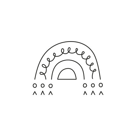 Tribal line rainbow with swirl isolated on white background.のイラスト素材