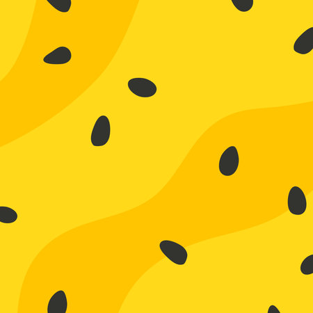 Bright yellow watermelon slice background with seeds.のイラスト素材