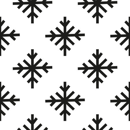 Simple black and white seamless pattern with paper cut snowflakes.のイラスト素材
