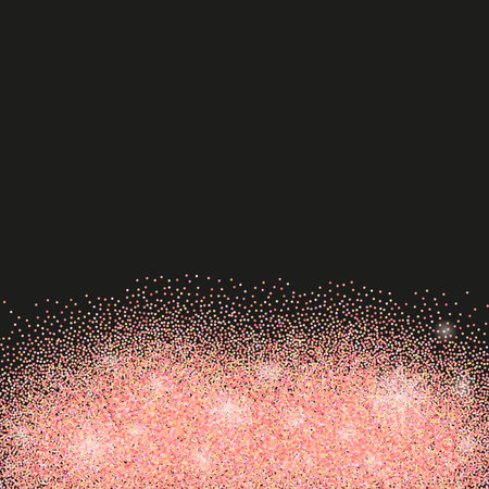 Black background with rose gold glitter sparkles or confetti and space for text.のイラスト素材