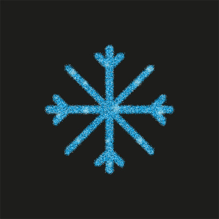 Azure glitter snowflake isolated on black background.のイラスト素材