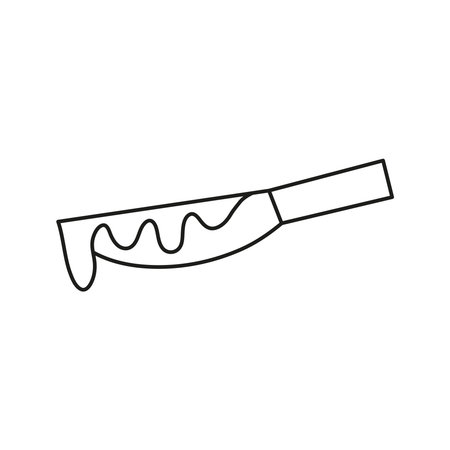 Doodle outline blade with blood leak isolated on white background.のイラスト素材