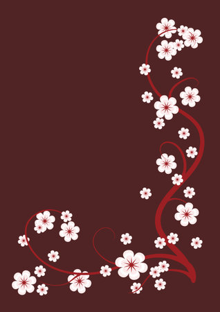 Blossoming cherry branches for  brown background.のイラスト素材