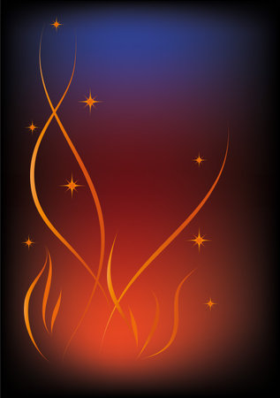 fire. Flames and flying sparks on black backgroundのイラスト素材