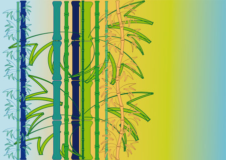 Background with the leaves and stems of bamboo in the blue-green paletteのイラスト素材