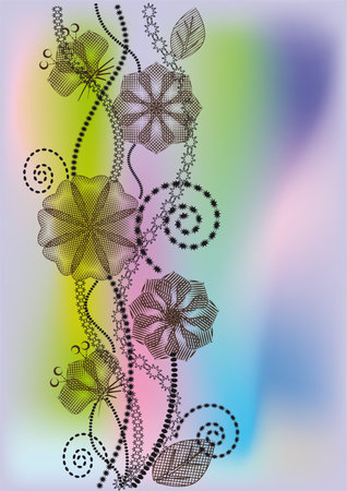 graphic flowers abstract color backgroundのイラスト素材