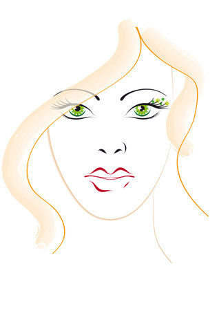 Portrait of a red-haired green-eyed girlのイラスト素材