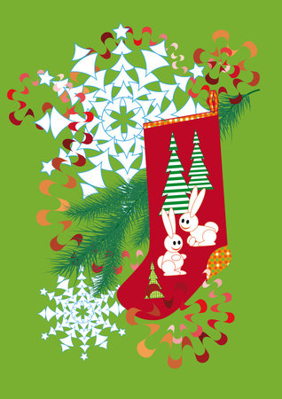 New Year's background with the toe for gifts and serpentine snowflakeのイラスト素材