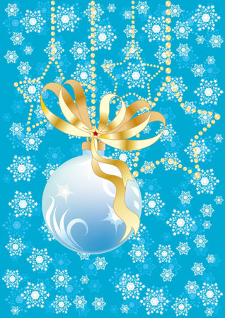 blue christmas background with snowflakes, stars and ballのイラスト素材
