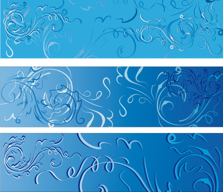 banner with abstract floral pattern in blue tonesのイラスト素材