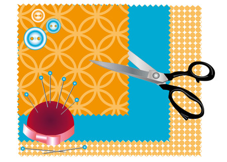 Various accessories for sewing and clothing designのイラスト素材