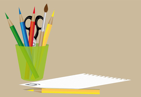 sheet of paper and painting supplies in the standのイラスト素材