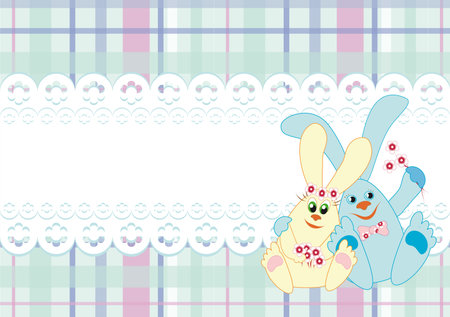 Children's background with a couple of rabbitsのイラスト素材